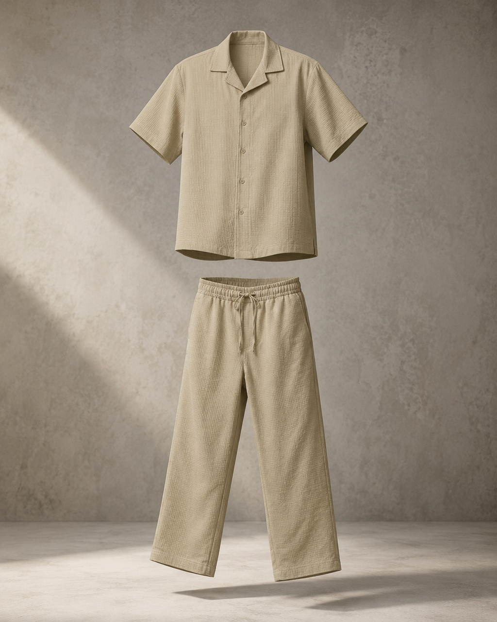 Textured Resort Co-Ord Set - Beige