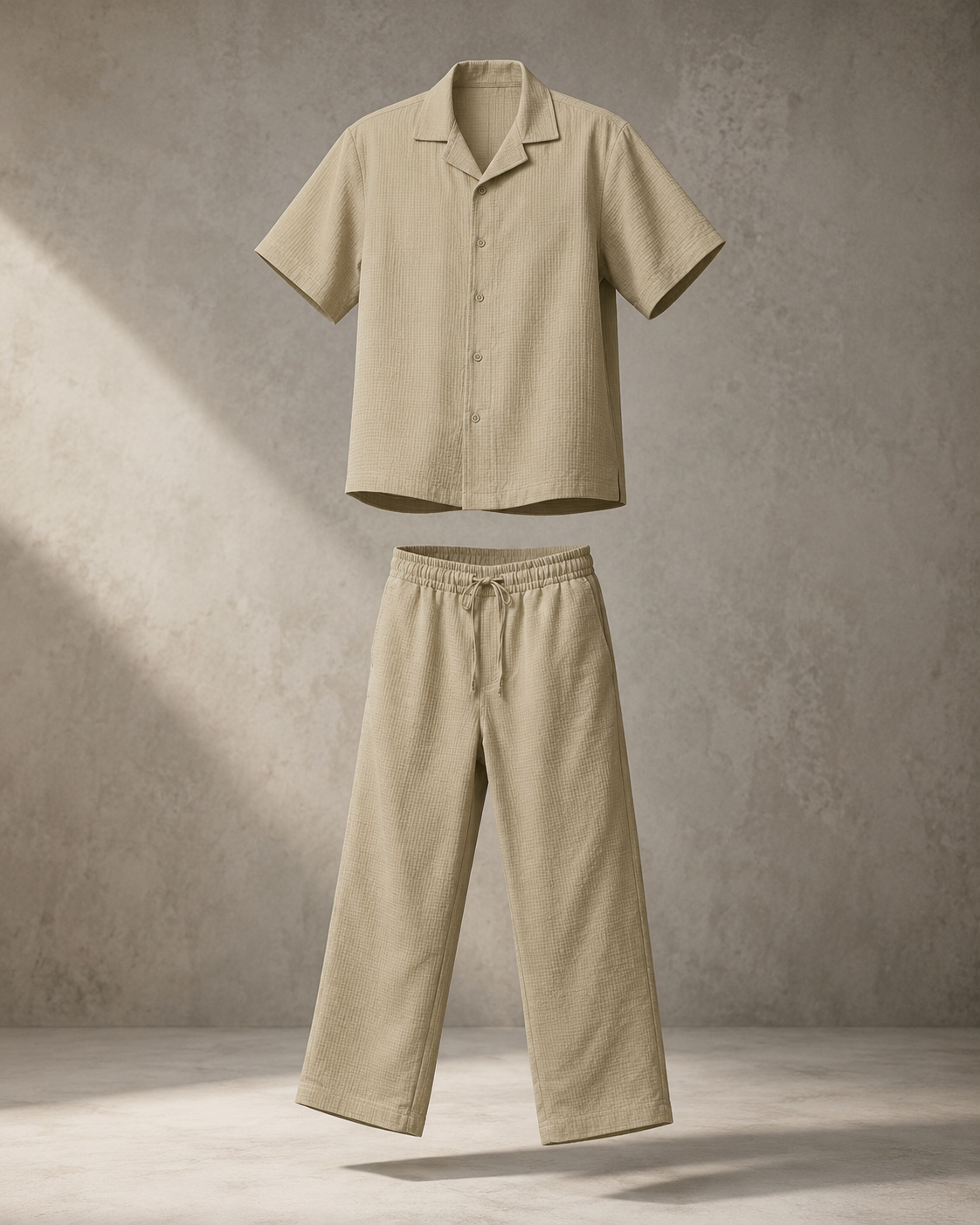 Textured Resort Co-Ord Set - Beige