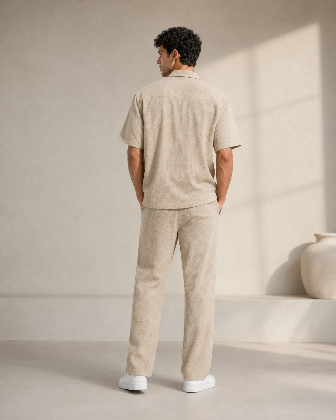 Textured Resort Co-Ord Set - Beige