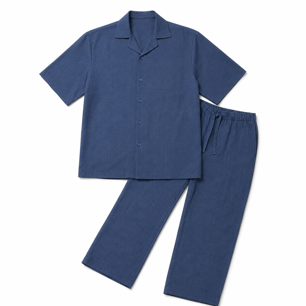 Textured Resort Co-Ord Set - Navy