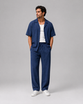 Textured Resort Co-Ord Set - Navy