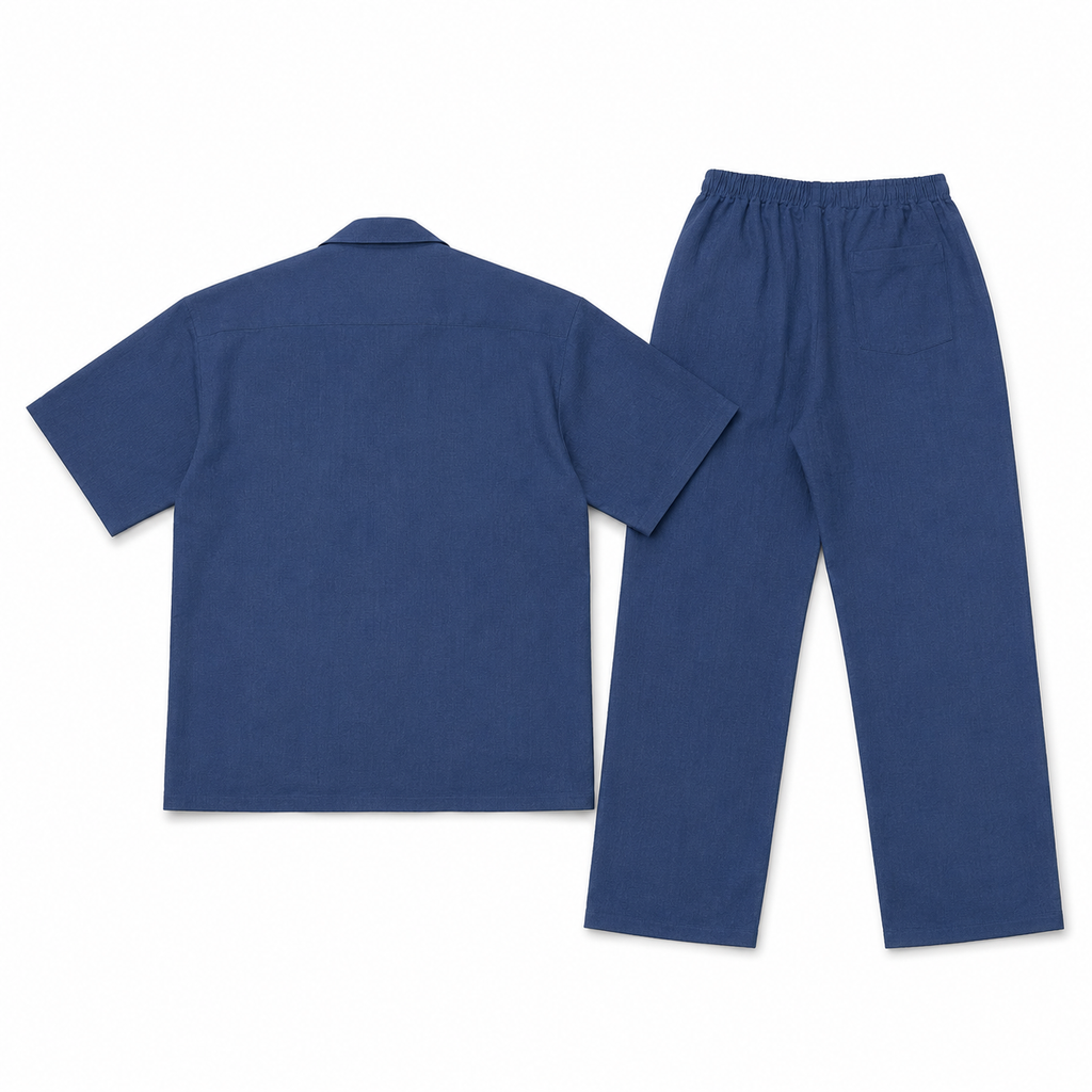 Textured Resort Co-Ord Set - Navy