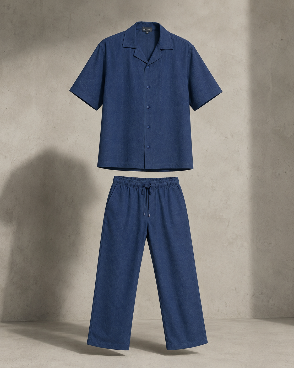 Textured Resort Co-Ord Set - Navy