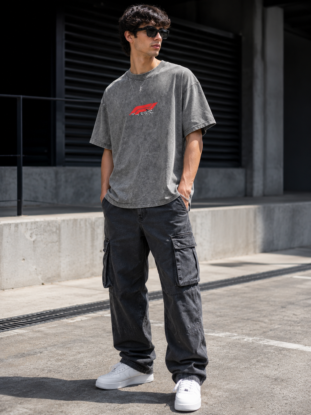 Formula Racing Stone Washed Tee - Grey