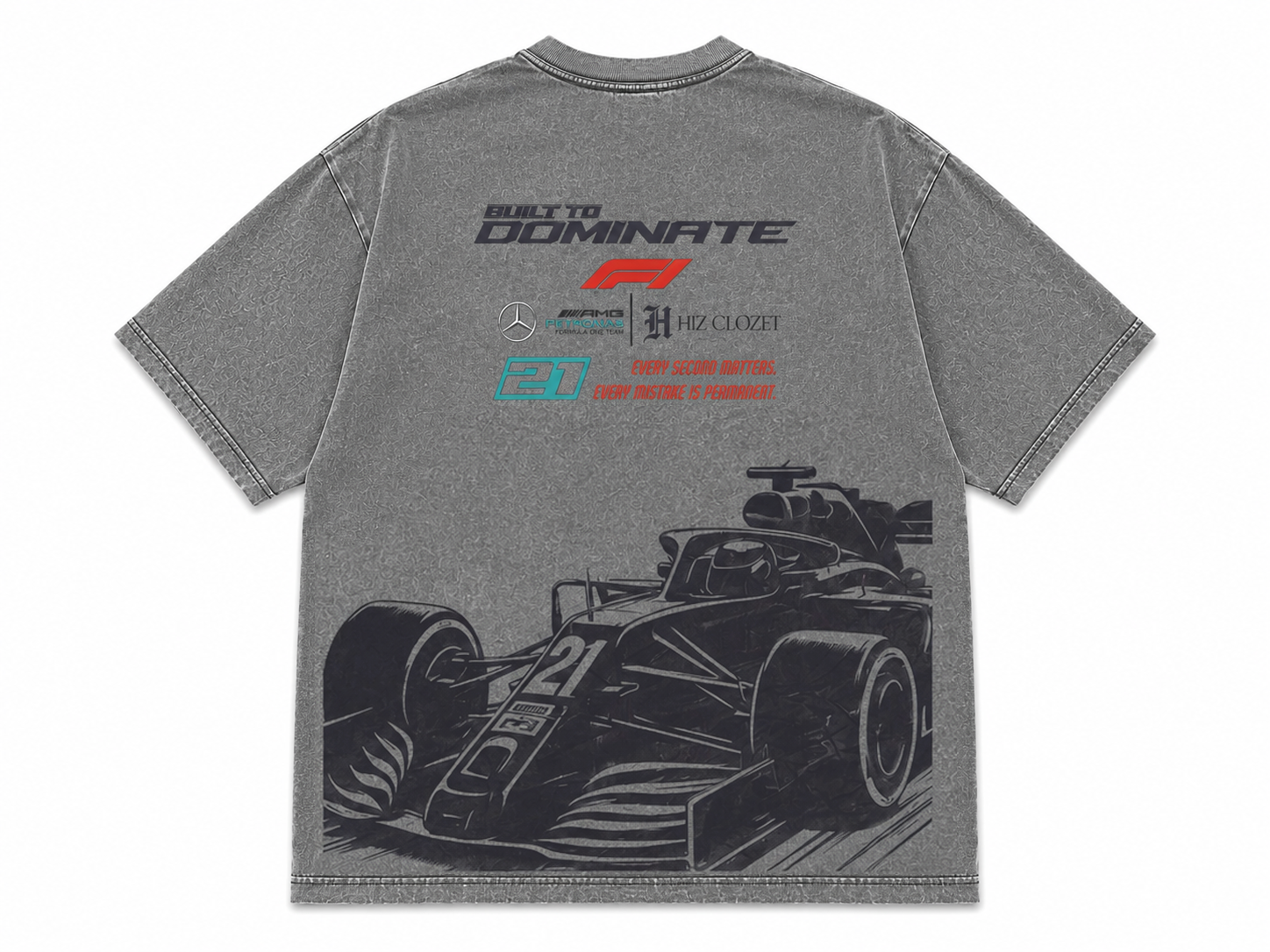 Formula Racing Stone Washed Tee - Grey